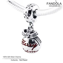 CKK 925 стерлингового серебра безделушки на Рождество Висячие Подвески-талисманы Подходит Pandora Браслеты Сделай Сам женский подарок
