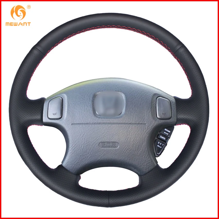 Buy MEWANT Black Genuine Leather Car Steering Wheel Cover for Honda CRV CR V