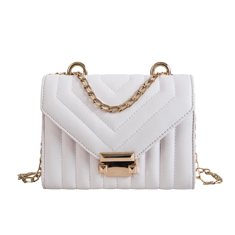 

Bag for women 2019 Luxury Handbags Women Bags Designer Fashion Square Leather Chains Women's Shoulder Crossbody Bags Khaki White