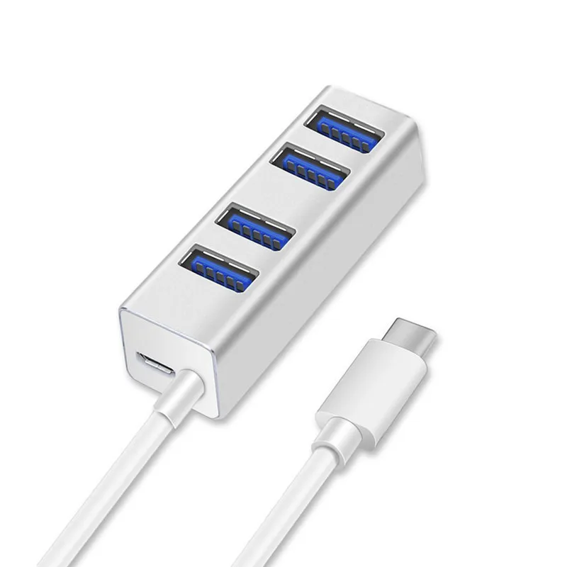 Binful USB c HUB 4 Порты и разъёмы USB 3.0 хаб с Micro USB Мощность Порты и разъёмы Тип c сплиттер для ноутбука Тетрадь аксессуары алюминиевой шель