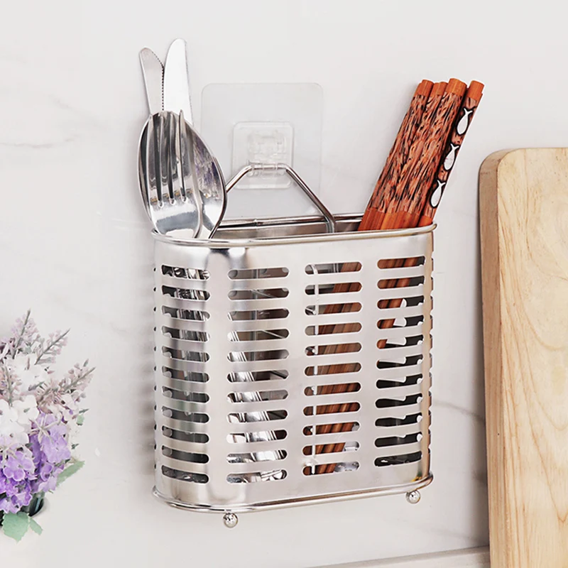 Durable Stainless steel hanging chopstick cages spoon holder fork rack reinforced kitchen supply shelves cutlery organizer