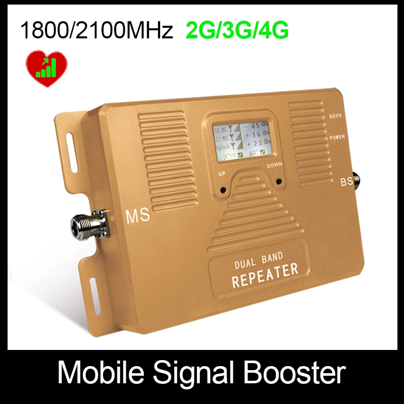 High Quality!Dual Band 2G 3G 4G 1800/2100mhz Full Smart 2g 3g 4g mobile signal booster repeater amplifier Only Booster!