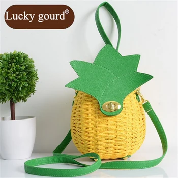 

OURCIAO New Fashion Straw Bag Pineapple Bun Fashion 2017 Rattan Bag Fresh Leisure Handbag Beach Across Bag Z793