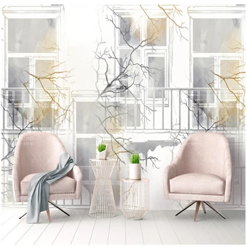

Customize European 3d Murals Wallpaper Cities Watercolor Branches Minimalist Environment Friendly Bedding Room Study Living Room