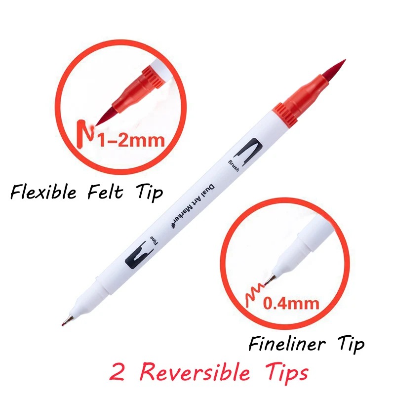Цветные ручки с двумя кончиками кисти маркер ручка FineLiner Рисунок Живопись Акварель Художественные маркеры каллиграфия школьные принадлежности
