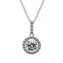 Wong Rain Классический стерлингового серебра 925 искусственный Муассанит кулон ожерелье юбилей Свадебные ювелирные изделия женские подарки оптом