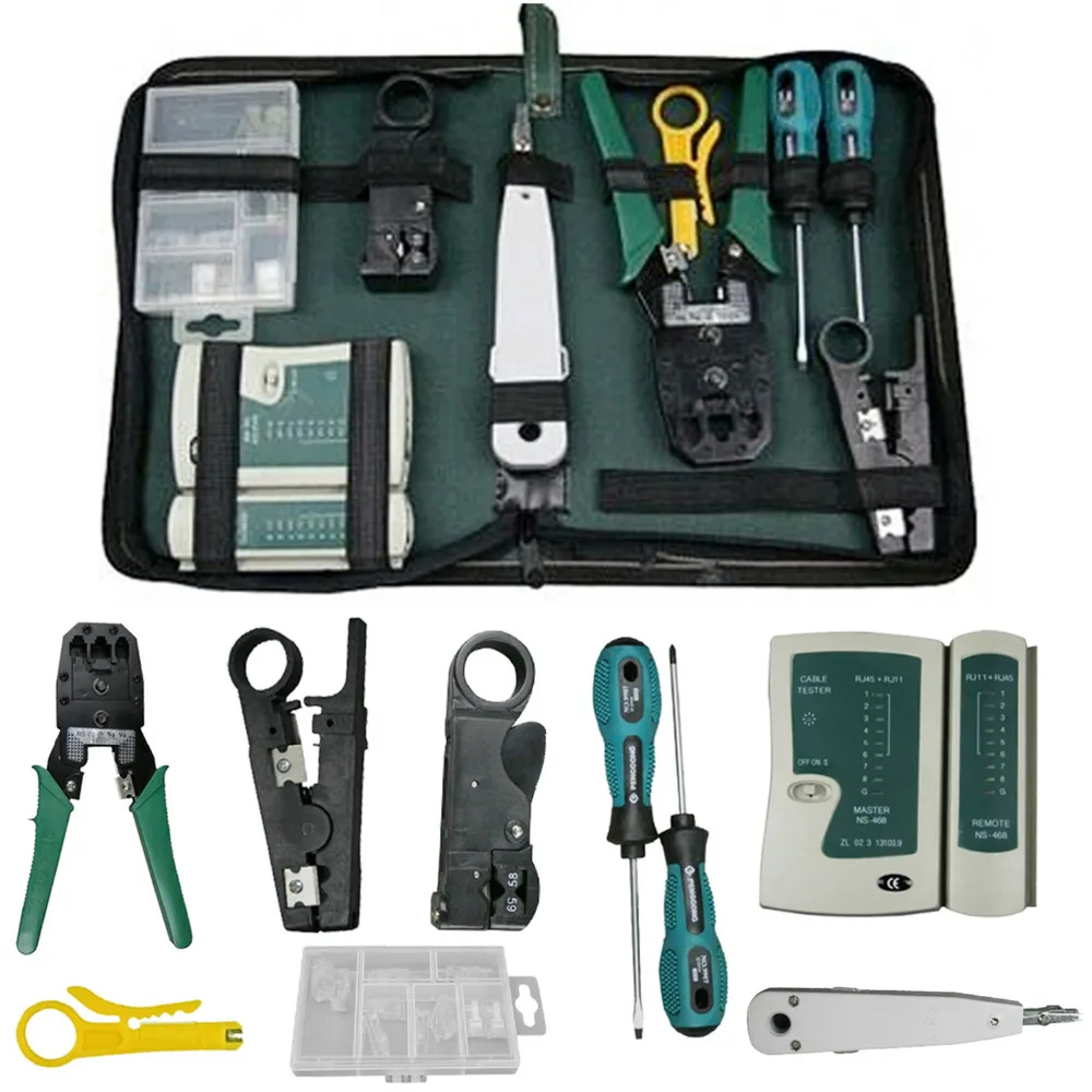 VONETS 9Pcs Network Tool Bag LAN Utp Cable Tester