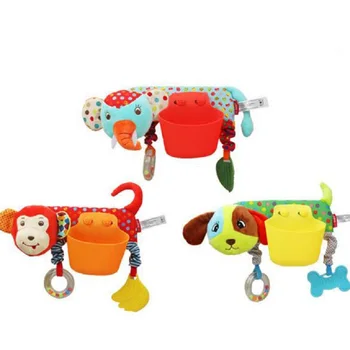 

1 pc 30*19cm Baby Animal Bed Curtain Toys Cute Cartoon Soft Plush Baby Rattle With Pocket Crib Hang Toy Creative Infant Gift