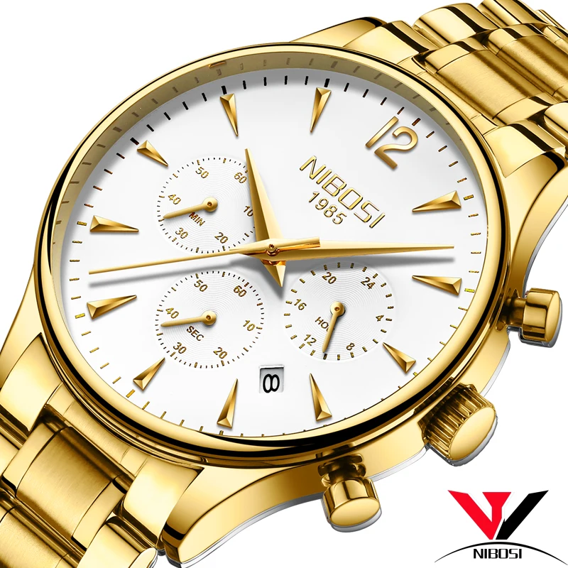 

Relogio Masculino NIBOSI Mens Watches Top Brand Luxury Waterproof Luxury Fashion Business Male Clock Watches Full Steel Saat