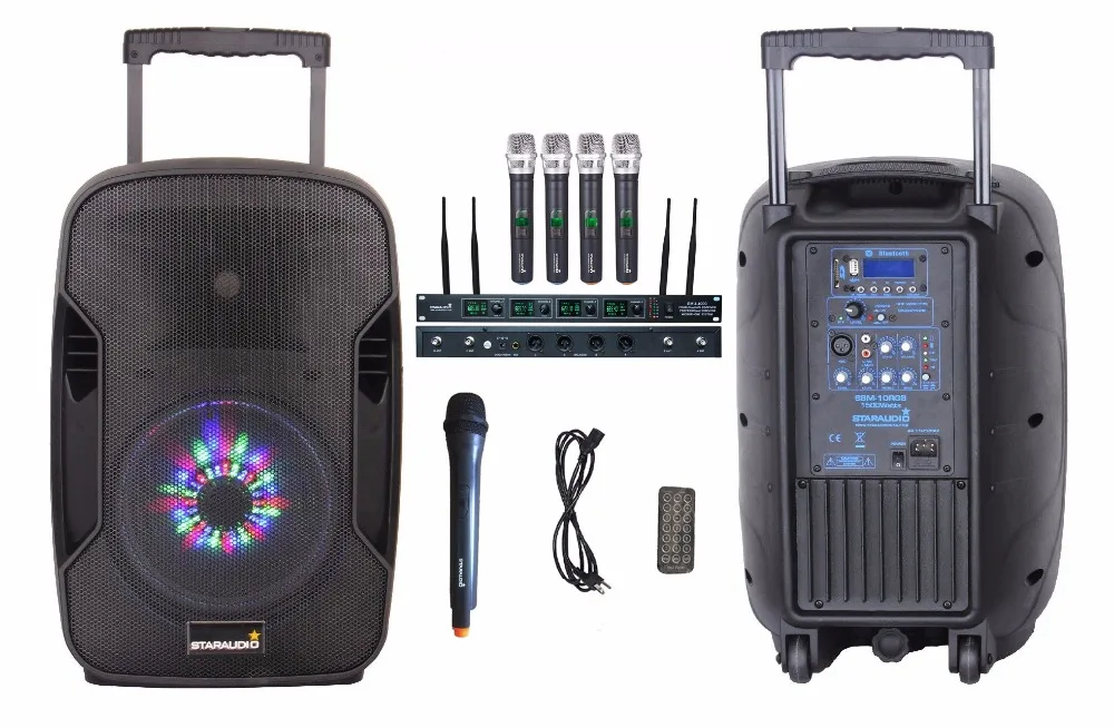STARAUDIO 1500W 10inch BT USB Pro PA DJ Stage Club Active KTV SD
