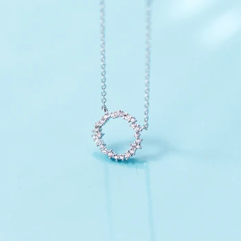 

MloveAcc Hot Sale 100% 925 Sterling Silver Luminous Round Circle Pendant Necklace Fashion Women Sterling Silver Jewelry