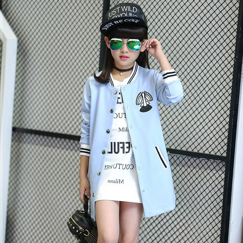4 12 Years Girls Jackets 2018 New Style Long Length Kids Coats for