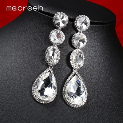 Mecresh дизайн AB Кристальные Висячие серьги для женщин массивные каплевидные летние длинные висячие серьги модные ювелирные изделия MEH1581 - Окраска металла: Silver Color