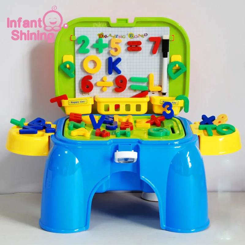 

Infant Shining Baby Puzzle Toys Education Children Assembled Toys Creative Multifunctional Learning Chair Portable for 3-6Y