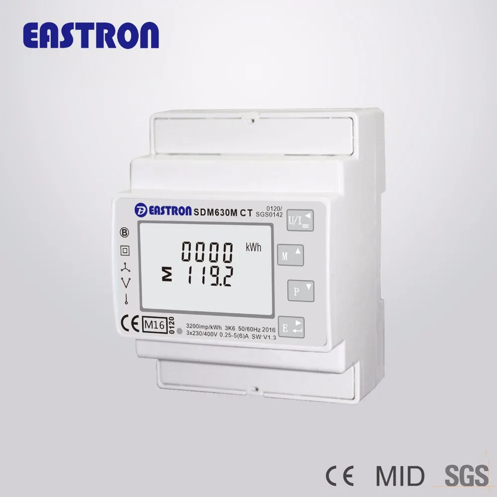 

SDM630MCT MID, 1A/5A CT connected, Three Phase Four Wire Din Rail Energy Meter, RS485 Modbus RTU and Pulse Output, MID approved