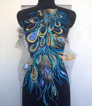 

36*63cm vintage mesh phoenix embroidery national performance diy Accessories Detachable Collar R883