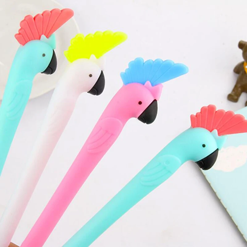 

1pc Creative cartoon Red-capped Parrot neutral pen Cute girl gift writing gel pen Office School Writing signature pen stationery