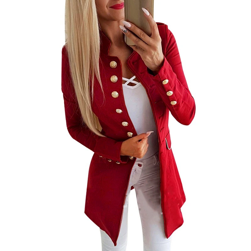 

WENYUJH Women Autumn Slim Fit Smart Casual Blazer Long Sleeves Office Vintage Gothic Plus Size Ladies Jacket Fall Coats Female