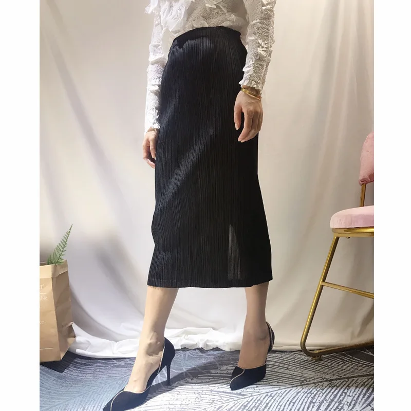 2019 летняя новая Повседневная модная женская Свободная однотонная плиссированная юбка с v-образным разрезом Z600