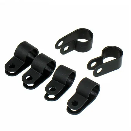

100PCS Nylon Black Wire Cable Hose P Type Clamp Clips Clip C R 5.2mm 3/16"