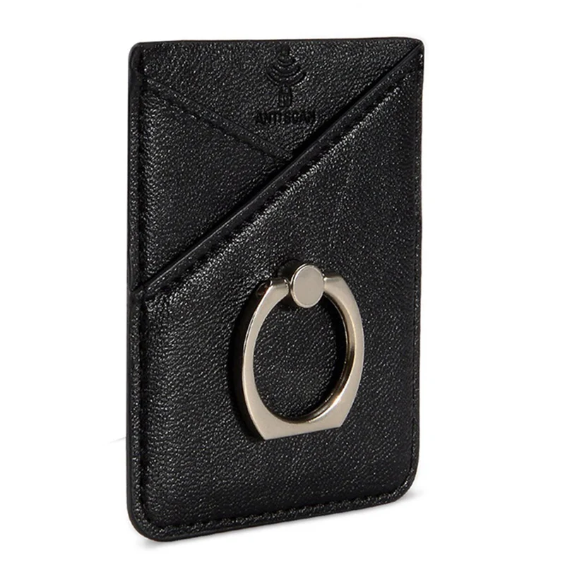 Luxury Bling Sequins Leather Card Holder Sticker With Ring Buckle For Universal Mobile Phone