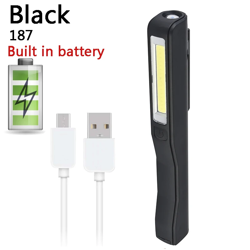 Litwod Z20187 встроенный аккумулятор Micro USB Перезаряжаемый светодиодный светильник светодиодный XP-G Q5 COB фонарь для работы походный светильник - Испускаемый цвет: Black 187