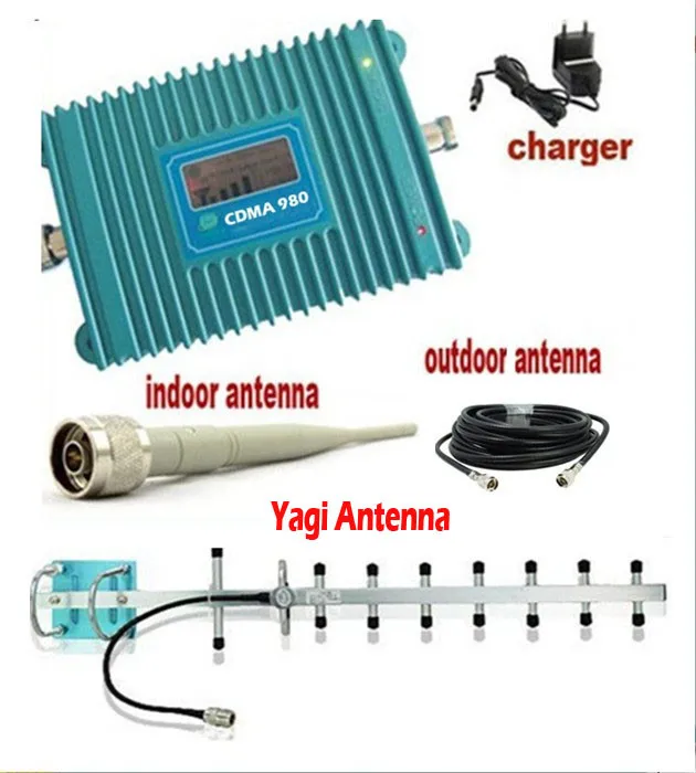 مجموعة كاملة LCD! CDMA 850 ميجا هرتز 13dBi 9 وحدات ياغي هوائي + كابل الهاتف المحمول CDMA 980 إشارة معززة ، CDMA مكرر إشارة