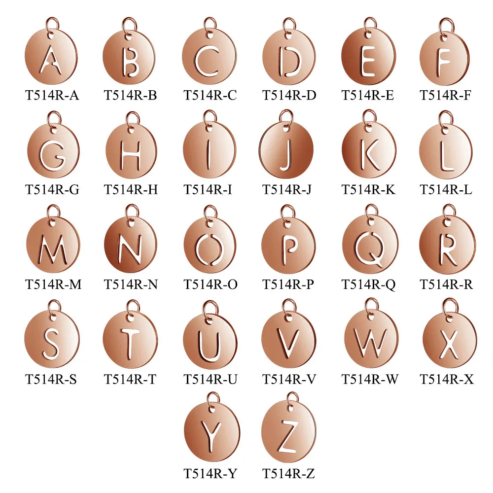 Fnixtar 12mm Stainless Steel Rose Gold Color Polish A-Z Alphabet Charms Pendants DIY Jewelry Letter Mini 26pcs/lot | Украшения и