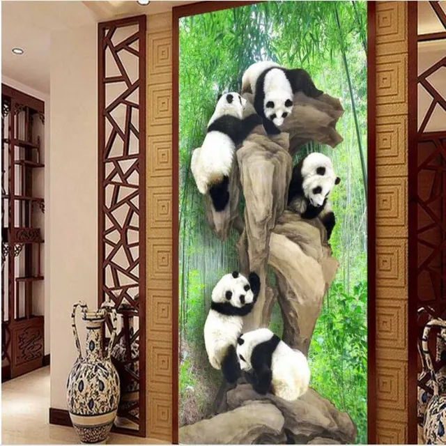 Beibehang Personalizado Grandes Pinturas De Parede De Bambu Panda 3d