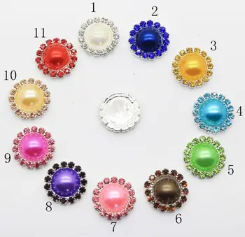 

Crystal buttons !1000pcs/lot 20mm 19colors roses metal rhinestone pearl button wedding embellishment headband DIY accessory