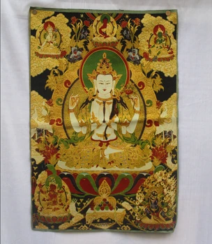

Collectible Traditional Tibetan Buddhism in Nepal Thangka of Buddha paintings ,Big size Buddhism silk brocade painting p002627