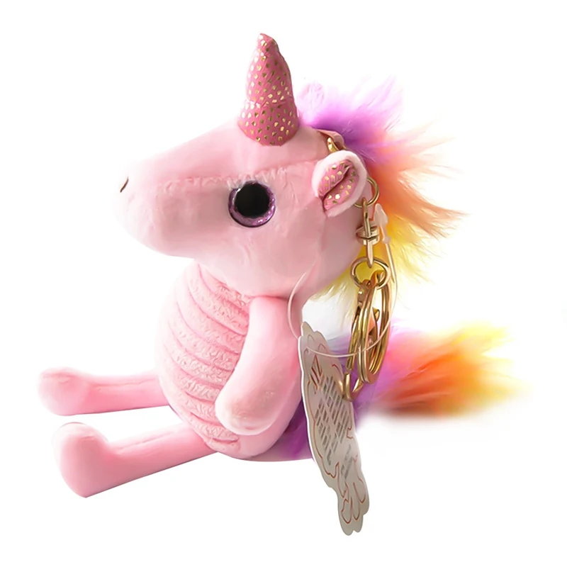 

Colorful Striped Unicorn Keychains Cute Animal Cartoon Plush Keyring Personalized Gift For Car Key Chain Holder Bag Pendants