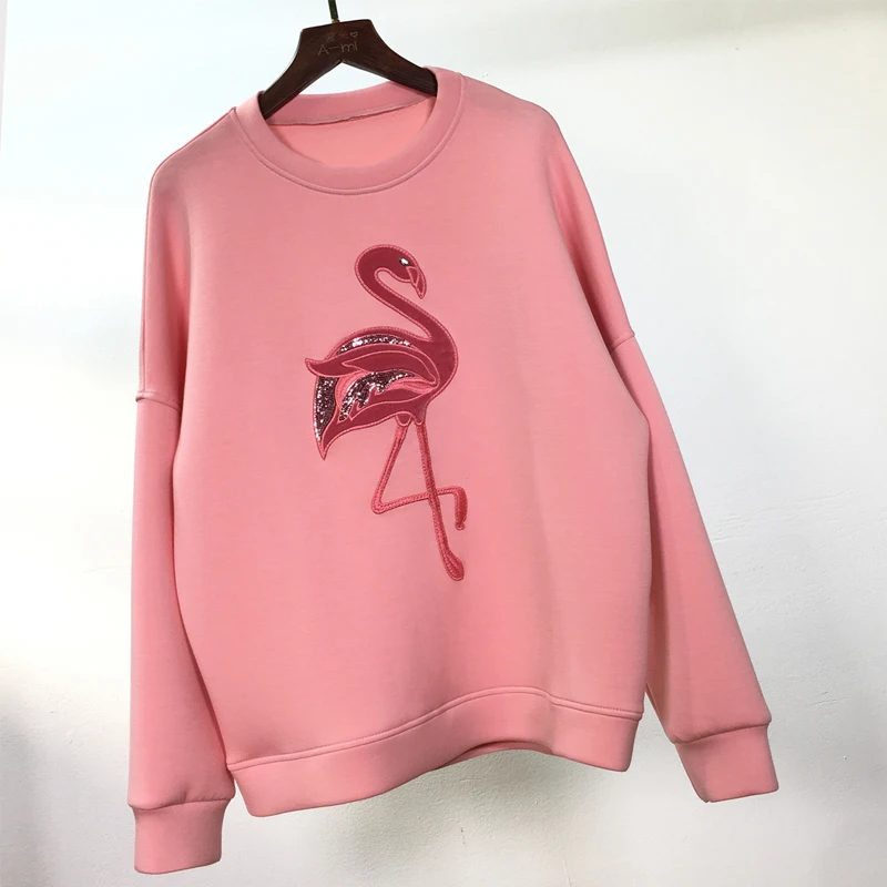 

women tops sweatshirt new female embroidered space cotton round collar loose air layer jacket long sleeved coat puffu jacket