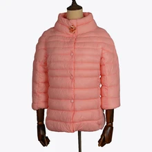 Женские зимние куртки и пальто 3/4 рукав сплошной цвет с кристаллами пальто женское