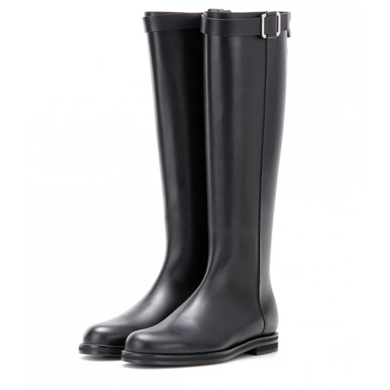 

Knee high boots female soft leather warm fur ladies boots shoes fashion black knee buckle long winter boots comfortable shoes wo
