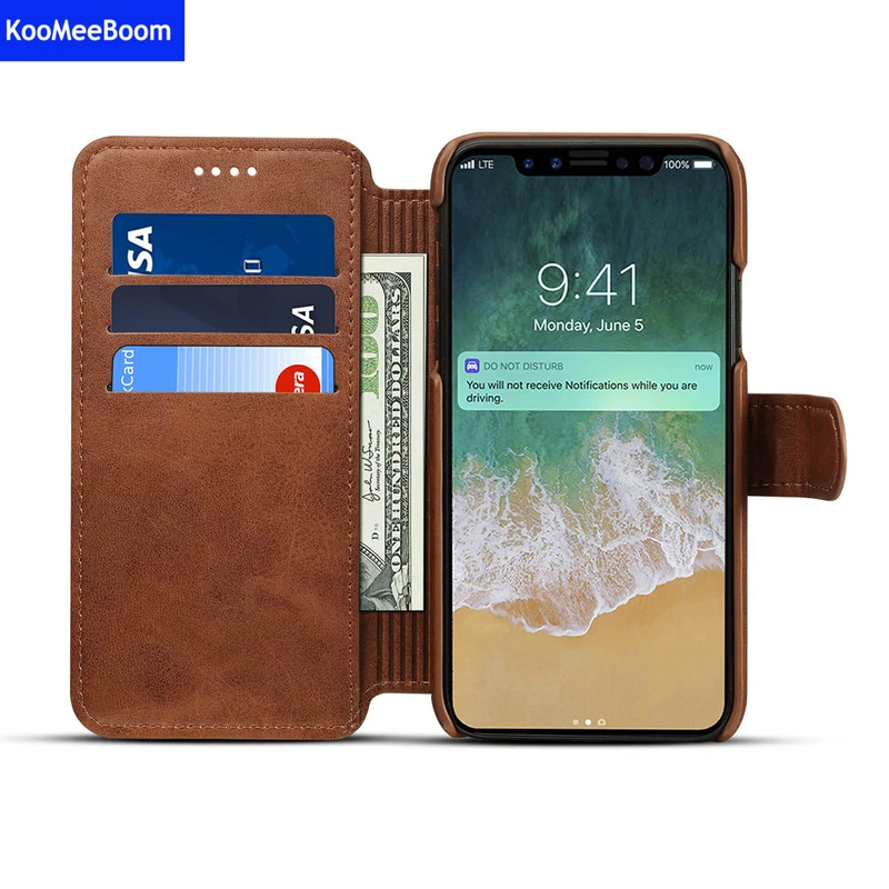 

Luxury Leather Wallet Case For iPhone X Flip Cover Pouch Card Slot Stand Case for iPhone 8 plus 6 6s 7 plus