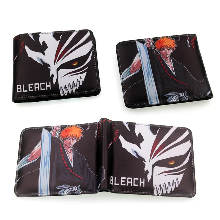 

New Bleach Ichgo Mask Wallet Anime Cosplay Students Men Short Wallets Credit Card Case Holder Leather Purse with Coin Pocket