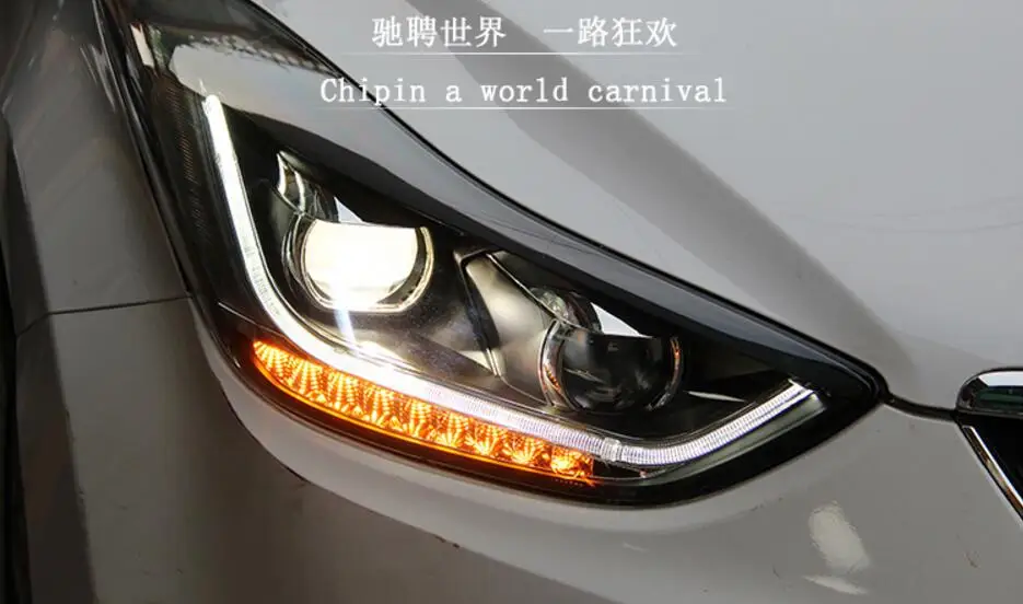 2 шт. автомобилей головной свет для фары для автомобиля Hyundai Elantra Avante MD 2012 2013 год Elantra фонарь светодиодный DRL Hi Lo Скрытая ксеноновая лампа