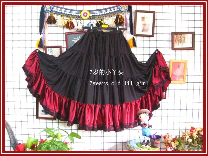 ATS tribal buikdans Satijn zijde 4 layer 16 yards rok met kant 8EX02 ATS tribal buikdans Satijn zijde 4 layer 16 yards rok met kant 8EX02