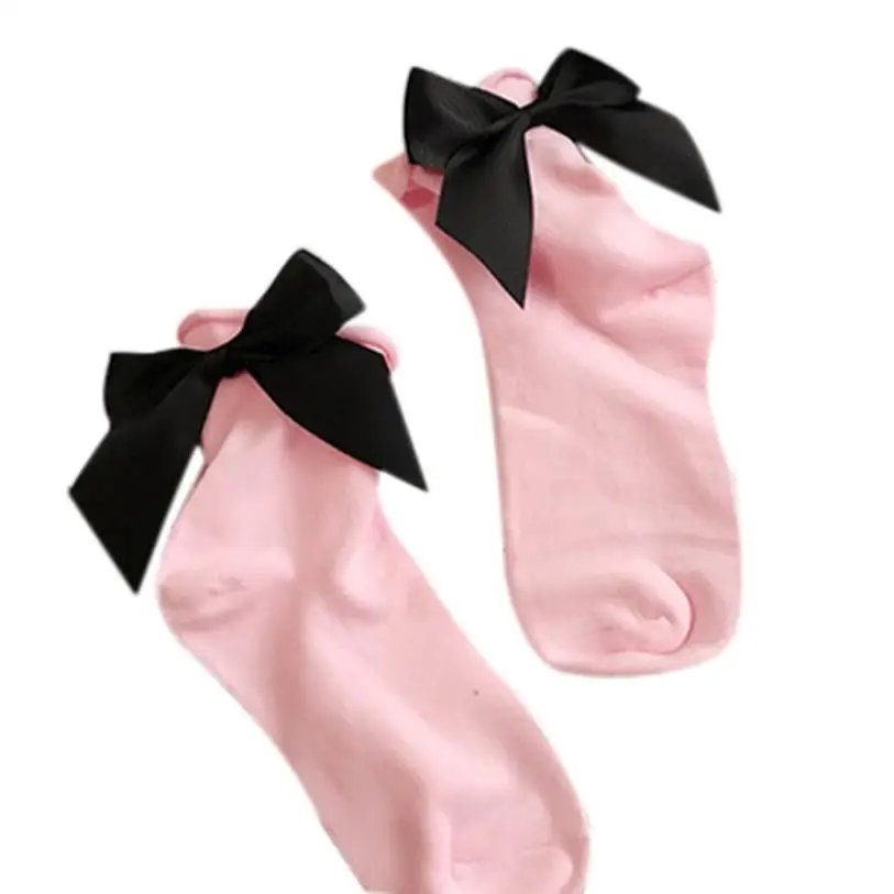 Осенние носки, женские дышащие хлопковые кавайные носки по щиколотку с бантом сзади, японские носки, Calzini, высокое качество* 0,8