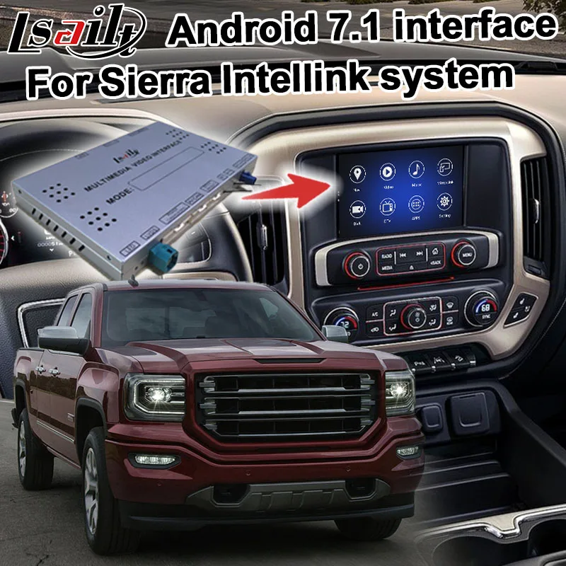 Android навигационная коробка для GMC Sierra- и т. д. видео интерфейс Mylink intellilink CUE система gps с беспроводной Carplay