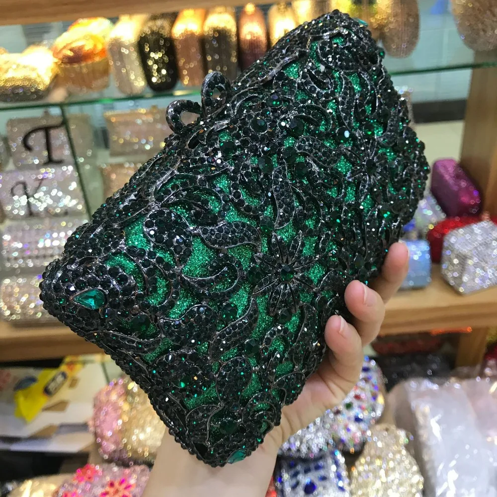 Роскошные темно-зеленые кристалльные клатч для вечеринок модные женские сумки с кристаллами XIYUAN Брендовые женские клатчи для ужина