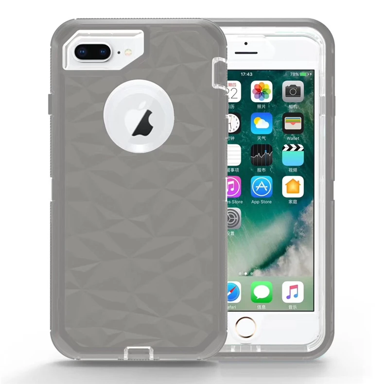 

3D Diamond Clear Defender Case for iPhone 6 7 8 Plus Cases 3 in 1 Heavy Duty Armor Cover for iPhone X XR XS Max Clear Case Capa