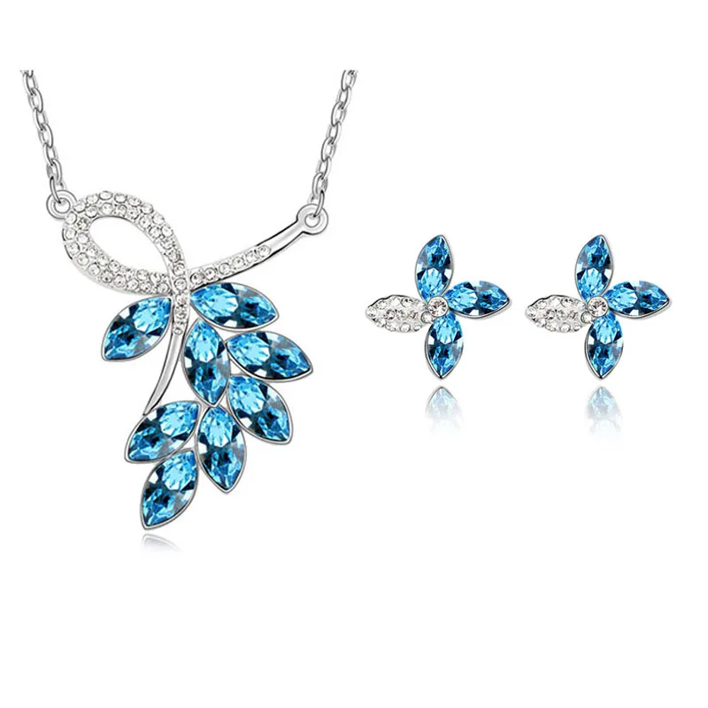

2016 Wedding Gift Bridal Jewelry Set Romantic Design Crystal Flower Shape Beautiful Fashion Jewelry sets for Women