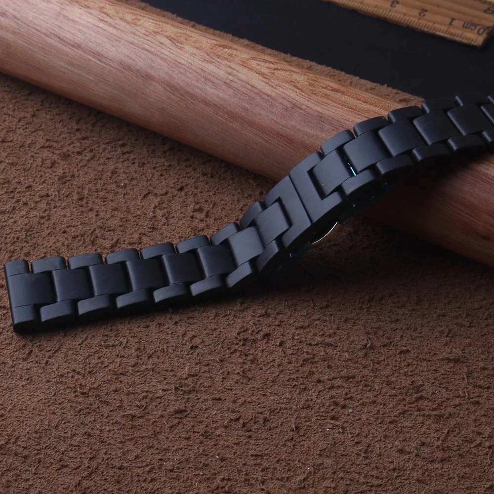 Для samsung Шестерни S2/S3 качество ремешок для часов керамический ремешок часов браслет матовый черный/20 мм/22 мм металлической пряжкой прямыми концами Мода