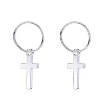 1 пара, модная Милая Мини звезда, круглый крест, треугольник, маленькая серьга в виде кольца, яркие серебряные серьги для женщин, ювелирное изделие E397