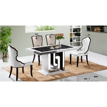 

china modern cheap furniture marble top dining table sets with four chairs