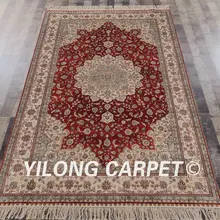YILONG 5'x8' ковер ручной работы Восточный шелк персидский Красный традиционный цветочный коврик(W17B5x8