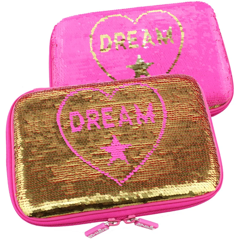 Новый чехол карандаш для девочек с блестками dream love можно перевернуть большой