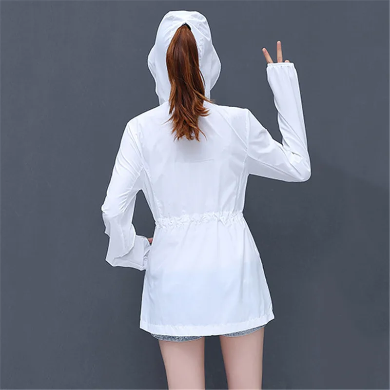 Finest  Jacket Women White M-4XL Plus Size Riding Sunscreen Coat 2019 New Summer Korean Ultra-thin UV Prote